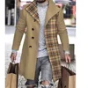 Abrigo de diseñador de moda para hombre, abrigo de lana con solapa y estampado digital 3D, a cuadros, otoño 2023