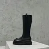 Sapatos estilo euro outono e inverno botas altas mais recentes botas femininas apartamentos rendas com zíper carta aberta fivela emenda design tamanho 35-41 Botas de joelho sólidas Botas de cavaleiro