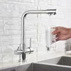 Kitchen Faucets SHBSHAIMY Filter Faucet Chrome Drinking Pure Water Tap Deck Mounted Dual Handles 3Ways and Cold Mixer 231030