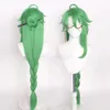 Anime genshin påverkan baizhu cosplay peruk unisex 100 cm långa gröna peruker värmebeständigt syntetiskt hår halloween c65m163