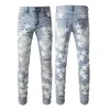 Neue Herrenjeans Designerjeans Mode Slim Skinny High Street Denim Hellblau Paste Tuch Lochgröße 40 Hip Hop Großhandelsstücke % Rabatt