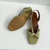 Square 464 Sandalen Bury Toe Leder Stiletto 2024 Bowknot Open-toed Mid-Heel High Heeled Shoes Outerwear Slip-on Damen Open-D 825