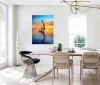 Handgeschilderde zeevaarsen zeilen olie schilderij replica rode zeilen zonsondergang landschap canvas kunstfoto voor badkamer, studie kamer decor