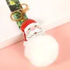 Nowy Boże Narodzenie Święty Mikołaj pluszowy klęcznik Pompom Christmas Key Sainer Holder skórzana torba na klucz urok wisiorek dla kobiet prezent biżuterii