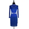 Scen Wear Latin Competition Dance Kjol 2023 Professional Rumba Samba Dancing Women Long Sleeve Tassel Dress