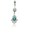 Brand New Fashion Belly Button Rings 316L Stainless Steel Dangle Retro Hand Navel Body Piercing Jewelry294j