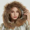 Womens Fur Faux Real Genuine Natural Rabbit Coat With Raccoon Hood Lady Fashion Jacket Outwear Custom Any Size 231031