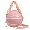 Avondtassen Mode Vrouwelijk Leer Roze Basketbaltas Bal Portemonnees Voor Tieners Vrouwen Schouder Crossbody Keten Hand