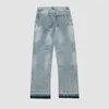 Men's Jeans Designer 2023 Spring/Summer Knife Cut Water Wash Damaged High Street Jeans Men's and Women's Casual Pants T4NM