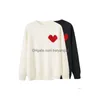 Pulls pour femmes Designer Pull Love Heart Une femme amant Cardigan Tricot V Col rond Col haut Lettre de mode Blanc Noir Long Sle Dhne6