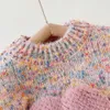 Pullover 2023 Style koreański jesień słodka kolorowa moda Fashion ciepłe luźne sweter dla dzieci ubrania dziewczyny od 2 do 8 lat 231030