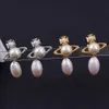 Designer Viviane viviennes westwood New Saturn Pearl Detachable Droplet Pendant Earstuds Light Luxury Simple Versatile and Premium Earrings