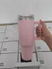 Pink Dune Cream Tasses de 40 oz Gobelets avec poignée Couvercles de gobelet isolés Paille Tasse à café en acier inoxydable Termos prête à expédier des bouteilles d'eau 1219