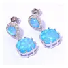 Stud Stud Earrings Classic Square White Fire Opal Cubic Zirconia 925 Sier Needle Wholesale Fashion For Women Birthstone Jewelry Earrin Dhkdy