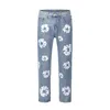 Celebrity Matching Autumn and Winter Ins Pocket Wash Pants Printed Loose Fitting Straight Jeans for Men