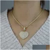 Pendant Necklaces Arrived Hip Hop Necklace Paved 5A Cz Stoen With Sier Gold Plated Heart Tennis Chain For Women Men Lady Wedding Jew Dhnrf