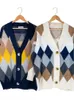 حياكة النساء المحملات Colorfaith Plaid Chic Cardigans Button Buff Sleeve Scheded Eversive Woment Winter Winter Spring Sweater Tops SW658 231031
