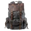Рюкзак для путешествий, повседневный студенческий Ретро-веревка, мужская масляная восковая холщовая сумка, трендовая косая T174