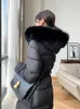 Women's Down Parkas White Duck Down Jacket Women's Winter High Quality Long Big Fur Collar With Belt Super Plus Size Thick Coat XL 231031