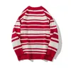 Herentruien Y2k Gestreept Patchwork Pullover Trui voor mannen en vrouwen Street chic Ronde hals Ropa Hombre Gebreide kleding Oversized blouses