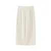 Skirts Beige White Long For Women Fashion 2023 Midi Korean Pencil High Waist Vintage Elegant Stylish Classic Basic Casual Slit