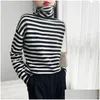 Women's Knits Tees Femmes Tricots Tees Femmes Plus Taille Pure Laine Pull Tricot Pluviers Printemps Col Haut Rétro Blouse Lâche Cachemire Str Otdnj