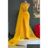 Robes de bal 2023 Oct Aso Ebi arabe jaune sirène robe de bal dentelle perlée soirée formelle fête deuxième réception anniversaire fiançailles G Otzfe