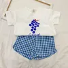 Clothing Sets Children's Summer Korean Goods Girls Short-sleeved Suit Plaid Shorts Baby Clothes