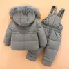 Yeni moda oleyid kış bebek giysileri seti kapüşonlu sıcak ceket ceket tulumlar bebek kızlar takım elbise 1-4 yıl çocuk snowsuit bebek kar aşınma