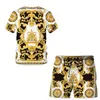 Summer Tracksuits Golden Pattern Lion Head Printed Men t-shirt och shorts passar överdimensionerad casual man sportkläder Tracksuit Trend 2-P286V