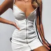 Casual Dresses Summer Woman Dress Zipper Mini V-Neck Sexy Party Club Plus Size Fashion Clothing Bodycon Femme Robe ärmlös 3XL191U
