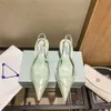 Met Box-nette schoenen Geborsteld leer Slingback Pumps met hoge hakken poederroze Aqua Wit zwarte bruiloftssandaal luxe zomer designer feestslipper damessandalen EDS