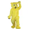 Halloween Yellow Bear Mascot Costume Högkvalitativ tecknad tema Karaktär Karnival Vuxna Storlek Julfödelsedagsfest Fancy Outfit för män Kvinnor