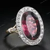 Hermosas mujeres anillos de dedo para fiesta de boda Oval rojo CZ diseño de dos tonos regalos de cumpleaños nobles joyería de moda elegante para mujer joyería de modaAnillos Accesorios de joyería