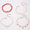 Anklets Romantic Classic Heart Star Anklet Set for Women Girl Charms Red Beads Geometric Multilayer Foot Chains SMYELLT 24879