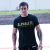 Homens camisetas Alphalete Impresso Mens Fitness Atlético Running Treinamento Basquete Algodão T-shirt Masculino Casual Verão Crew Nec236K