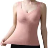 Camisoles réservoirs femmes sans manches polaire thermique débardeur pour col en V dentelle Camisole couche de Base chaude gilet sous-vêtements hauts rembourrés