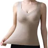 Camisoles réservoirs femmes sans manches polaire thermique débardeur pour col en V dentelle Camisole couche de Base chaude gilet sous-vêtements hauts rembourrés