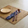 Table Mats Rattan Placemats Rectangular Sea Grass Place Mat Natural Straw Tea Cup Dining Hand-woven Kitchen Tableware Accessories