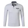 Polos pour hommes 2023 Automne Polo Chemise à manches longues Bouton Col Chemises Solides Manches complètes Pull Femmes Smart Casual Tees Logo personnalisé