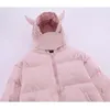 Men's Down Parkas Hooded Parkas Men Winter Devil's Horn Solid Color Cotton Padded Jackets Women Loose Hip Hop Harajuku Puffer Bubble Outwear Coats 231030