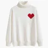 Designer ami tröja loveheart a Men Woman's Lover Cardigan Knit V Round Neck High Collar Womens Fashion Letter White Black Long Sleeve Clothing Pullover