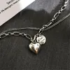 Link Bracelets S925 Silver Plated Vintage Punk Double Layer Heart Charm Bracelet For Women Party Personality Birthday Jewelry SL518