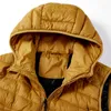 Coletes masculinos moda cor sólida hoodies colete homens casual simples jaquetas de bolha quente e casacos outono inverno roupas