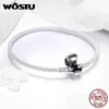 Kedja wostu 100% 925 sterling silver original armband snöflinga blå ögon zirkon kedja passar kvinnor armband armband lyxsmycken 231030