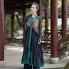 Coletes femininas 2023 design estilo étnico outono inverno sem mangas colete colete jaqueta vintage cetim bordado longo casaco chinês z3187