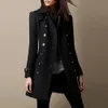 Mélange de laine pour femmes, veste en laine, manteau à manches longues, couleur unie, simple boutonnage, bouton, col rabattu, automne hiver, 231030