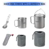 Camp Kitchen Lixada Pot Camping Water Cup Mug Lightweight 750ml 350ml Spork Outdoor Tableware 231030