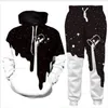 Neue Männer Frauen Space Galaxy Milk Dripping Lustige 3D-Druck Mode Trainingsanzüge Rundhalsausschnitt Hip Hop Sweatshirt und Hosen 2 Stück Set Hoodie194n