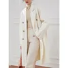 Women's Wool Blends White Double-sided Cashmere Coat Women's Wool Suit Coat Long Horn Buckle Woolen Coat Thickened Wool Winter Coat Cashmere 231030